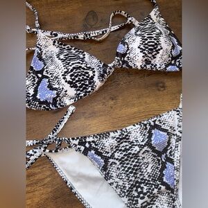 Snakeskin Print Cheeky Bikini Set